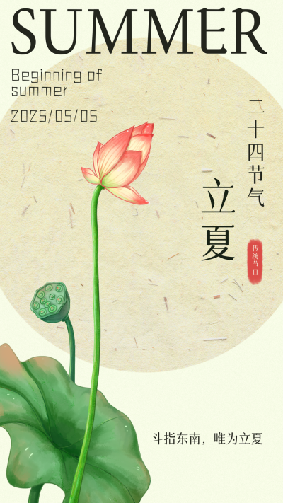 黄色手绘风立夏宣传手机海报 模板ID:48324