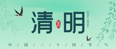 绿色简约清明节气公众号封面首图 模板ID：49136