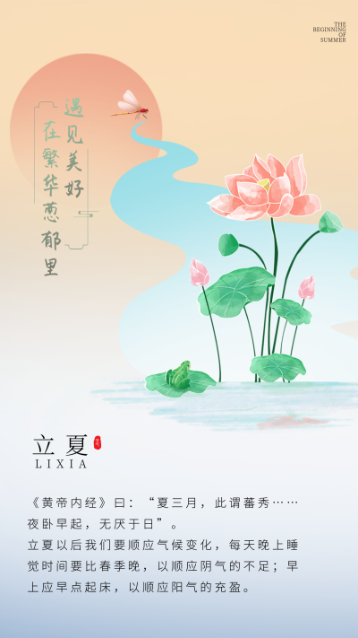 黄色简约风立夏竖版配图 模板ID：50754