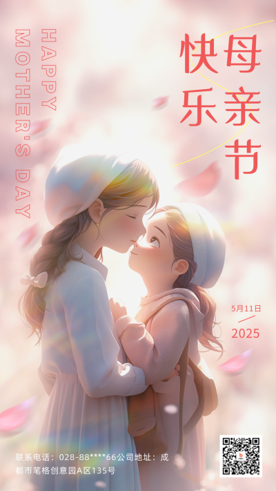 粉色手绘风母亲节宣传手机海报 模板ID:51157