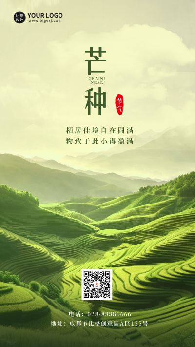 芒种实景节气手机海报 模板ID:52358