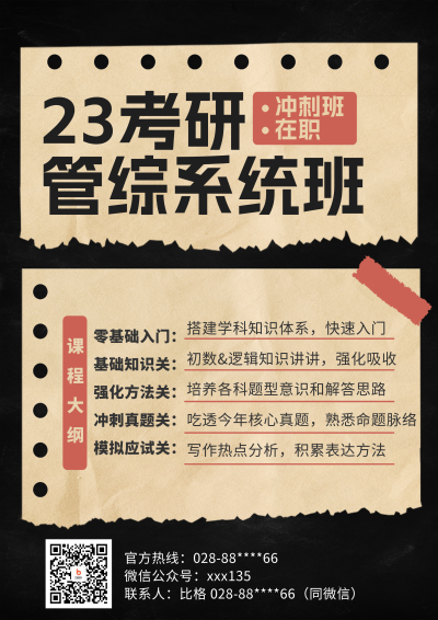 黑色简约风考研管综培训DM宣传单 模板ID:52728