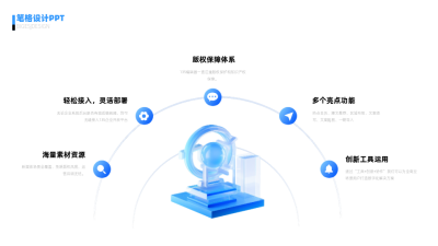 商务企业3d元素五项并列关系PPT单页 模板ID：53246