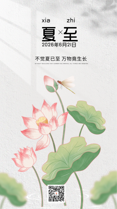 灰色手绘风夏至宣传手机海报 模板ID：53261