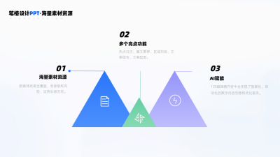 三角形层级关系三项关系PPT单页 模板ID：53591