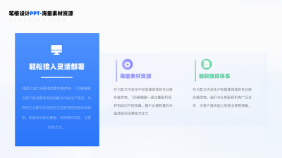 三项总分并列蓝色渐变商务PPT单页 模板ID：54009