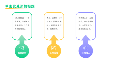 彩色三项并列关系式PPT单页 模板ID：54059