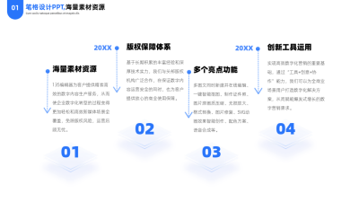 简约商务企业工作总结四项并列PPT单页 模板ID：54202