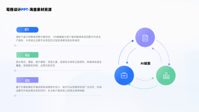 三项循环左右并列关系PPT单页 模板ID：54219