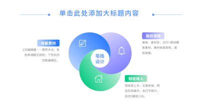 圆形交叉关系图PPT单页 模板ID：54290
