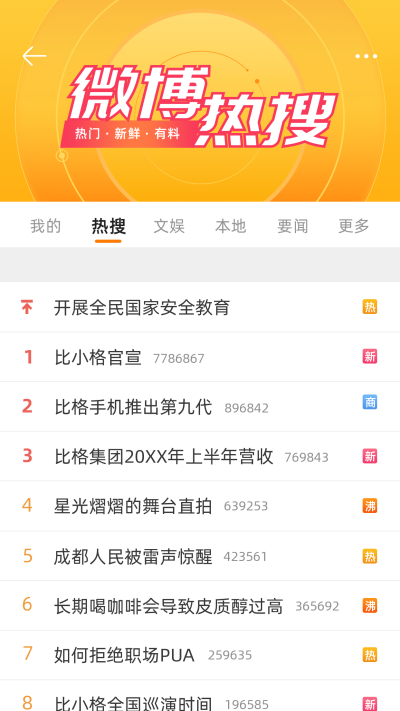 微博热搜手机海报 模板ID:54972