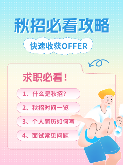 秋招攻略小红书封面 模板ID：55225