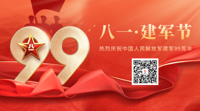 八一建军节祝福二维码海报 模板ID：55431