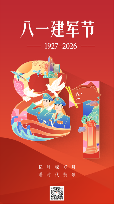 八一建军节创意文字祝福海报 模板ID:55882
