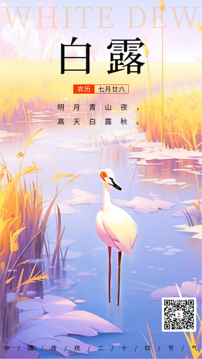 白露节气手绘海报 模板ID：57500