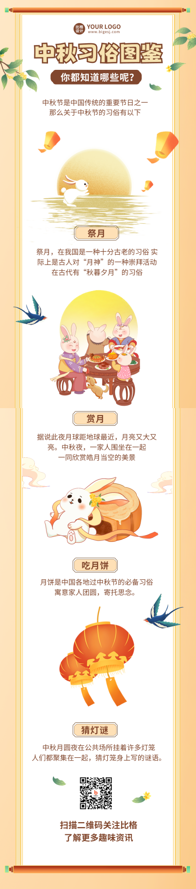 中秋节祝福趣味习俗条漫 模板ID：57501