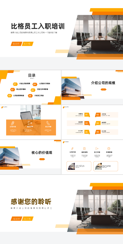 企业员工入职培训PPT 模板ID：57987