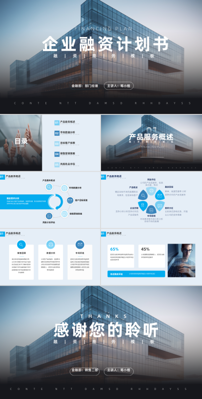 企业融资计划书介绍PPT 模板ID:58013