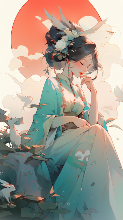 中秋节嫦娥手机壁纸 模板ID:58086