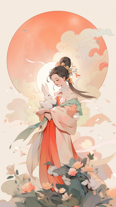 中秋节嫦娥手机壁纸 模板ID：58087