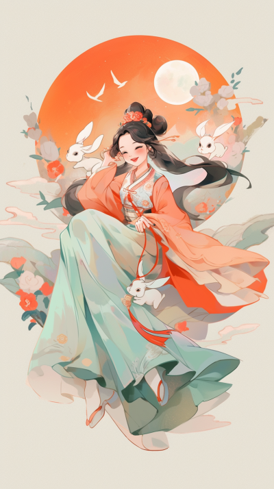中秋节嫦娥手机壁纸 模板ID:58088