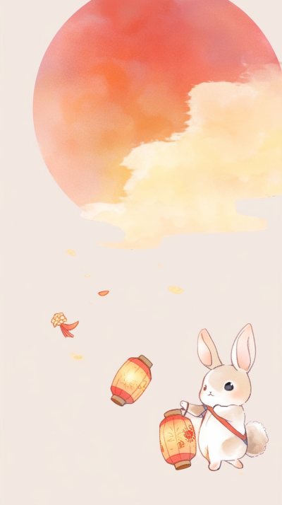 中秋节兔子手机壁纸 模板ID：58092