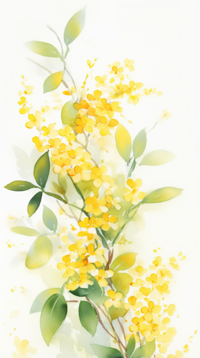 中秋节水彩桂花手机壁纸 模板ID：58103