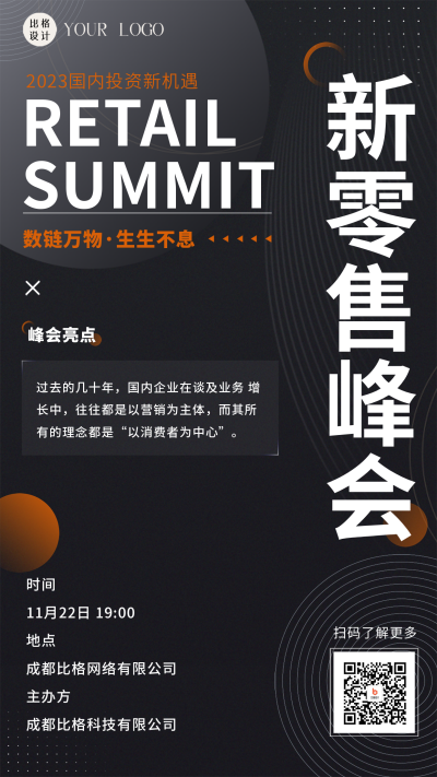 新零售峰会宣传海报 模板ID：58594