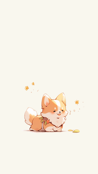 小狗遛狗治愈手机壁纸 模板ID:58727