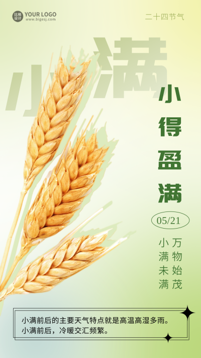 小满节气日签海报 模板ID:59013