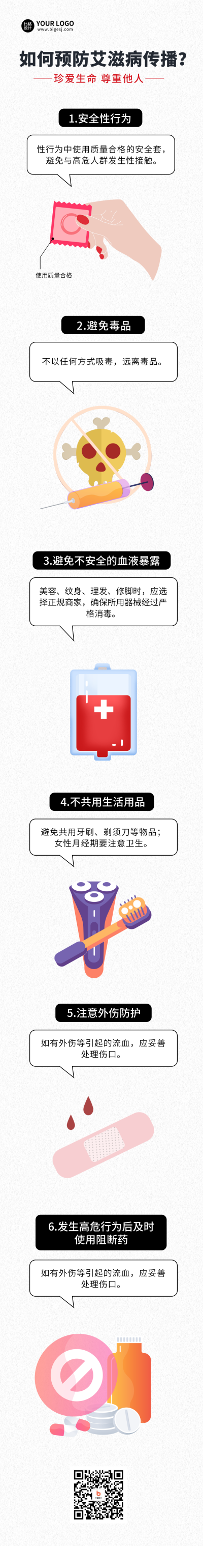 艾滋病日科普宣传条漫 模板ID：59658