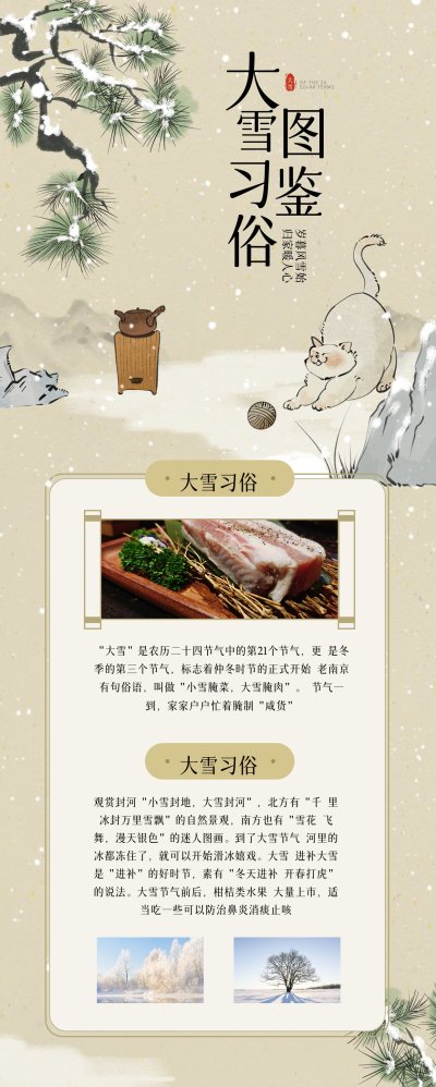 大雪节气习俗科普长图海报 模板ID:60039