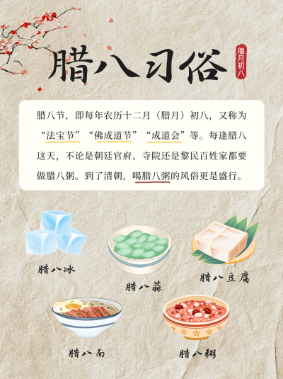 腊八节习俗科普小红书封面 模板ID：61615