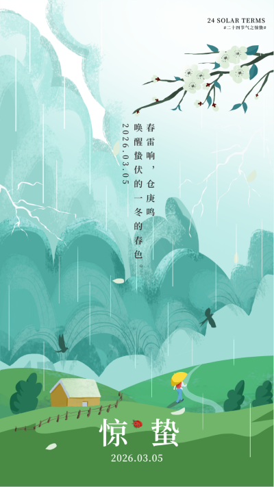 惊蛰节气惊雷宣传海报 模板ID：61851