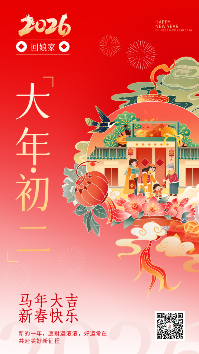 大年初二回娘家宣传海报 模板ID:62174