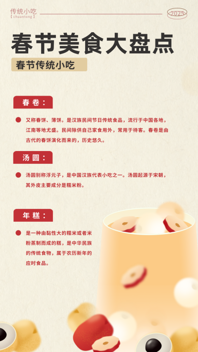 春节传统小吃盘点竖版配图 模板ID:62584