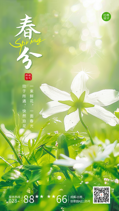 春分节气祝福实景宣传海报 模板ID:63722