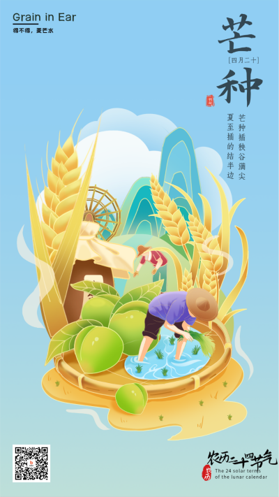 芒种节气宣传海报 模板ID:65138