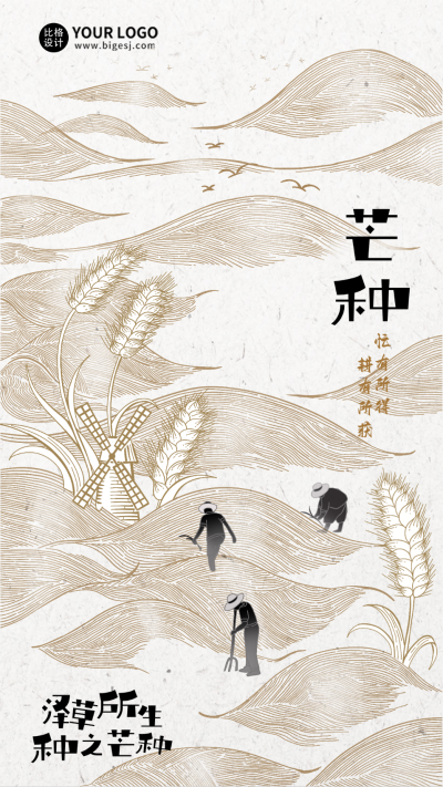 创意简约芒种海报 模板ID:65146