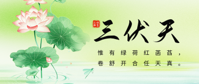 三伏天祝福日签宣传公众号首图 模板ID：67624