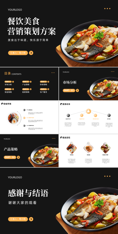 餐饮美食营销策划方案PPT 模板ID:67992