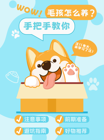 养宠经验分享小红书封面 模板ID：69063