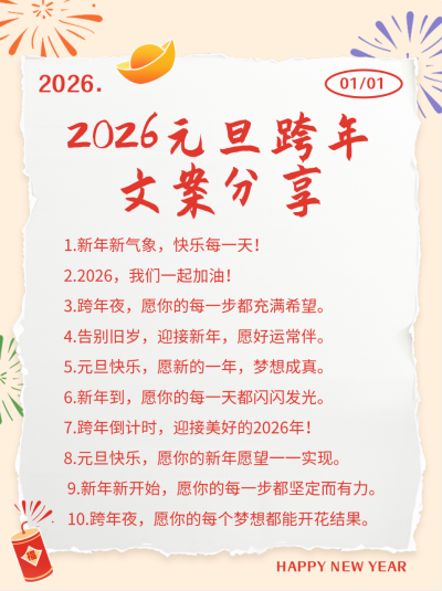 元旦跨年文案分享小红书封面 模板ID：72795