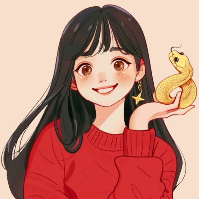 蛇年新年节日喜庆可爱小女生手绘卡通头像 模板ID：74609
