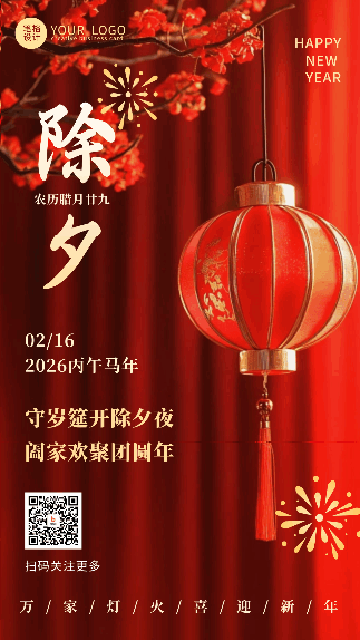 新年除夕夜节日祝福宣传动态海报 模板ID：75237