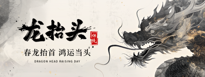 龙抬头二月初二水墨风宣传胶囊banner 模板ID：758915