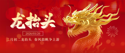 二月初二龙抬头喜庆3D龙祝福封面首图 模板ID：759112