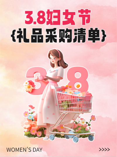 妇女节礼品采购清单小红书封面 模板ID：759224