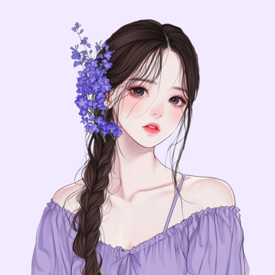 手绘唯美女生头像 模板ID:759621