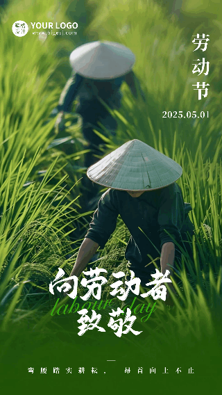 劳动节实景祝福动态海报 模板ID：761900
